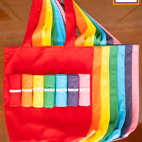 Rainbow Colors Theme Series Foldable Bags - Set of 7 - Handbag, Tote | Reusable Farmers Market Bags / Bazaar, Grocery, Market, Shopping Bags