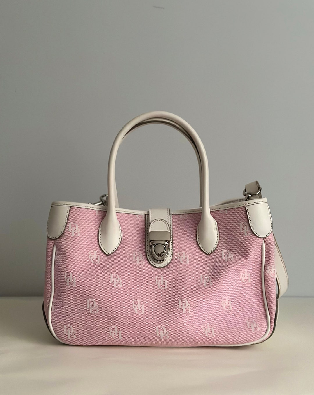 Vintage Dooney and Bourke Y2k Satchel Handbag in Pink and White Etsy