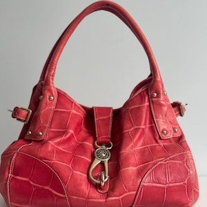 Vintage Dooney and Bourke Red Purse Oversized Satchel