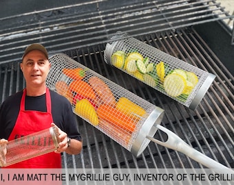 ¡NUEVO! MyGrillie Parrillas Anidadas 2 en 1 - Cesta de Acero Inoxidable para Parrilla de Verduras. ¡El Mejor Asador de la Historia!