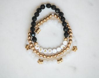 Gold Letter Beaded Bracelet | Fearless, Stackable Word Bracelet