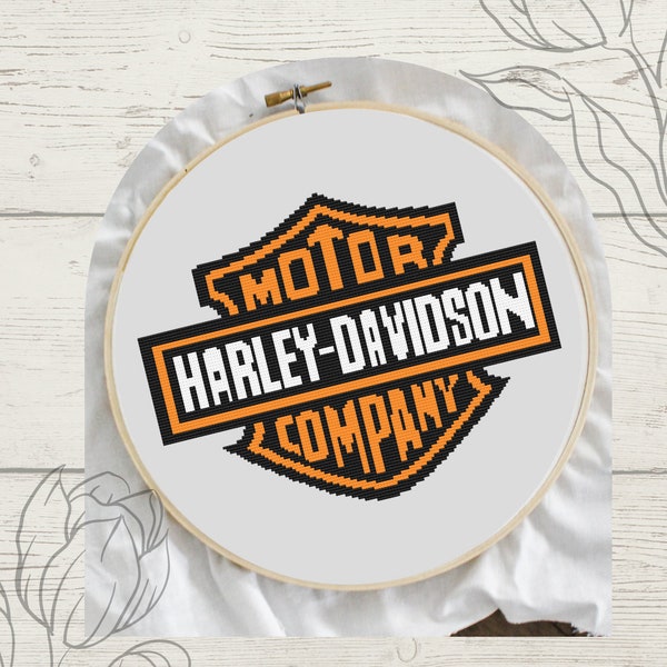 Cross stitch pattern Harley Davidson motorcycle, simple cross stitch, counted cross stitch, pattern, motorcycle, modern cross stitch pattern