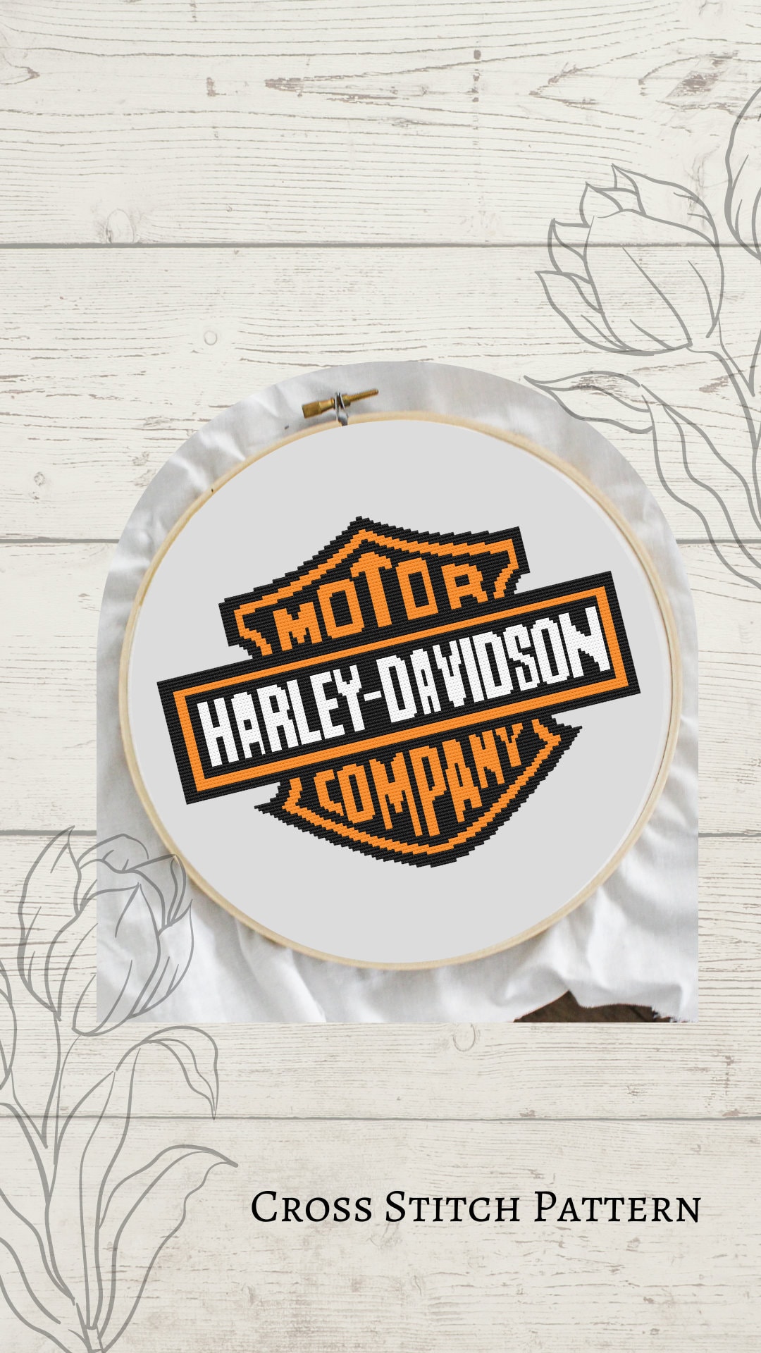 Cross Stitch Pattern Harley Davidson Motorcycle, Simple Cross Stitch ...