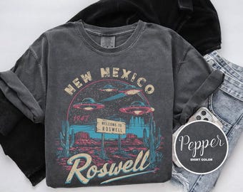 Roswell New Mexico Shirt, Retro Alien Area 51, Comfort Colors T-Shirt, Hoodie, Sweatshirt, Long Sleeve, Kids Tee, Outer Space Adventure