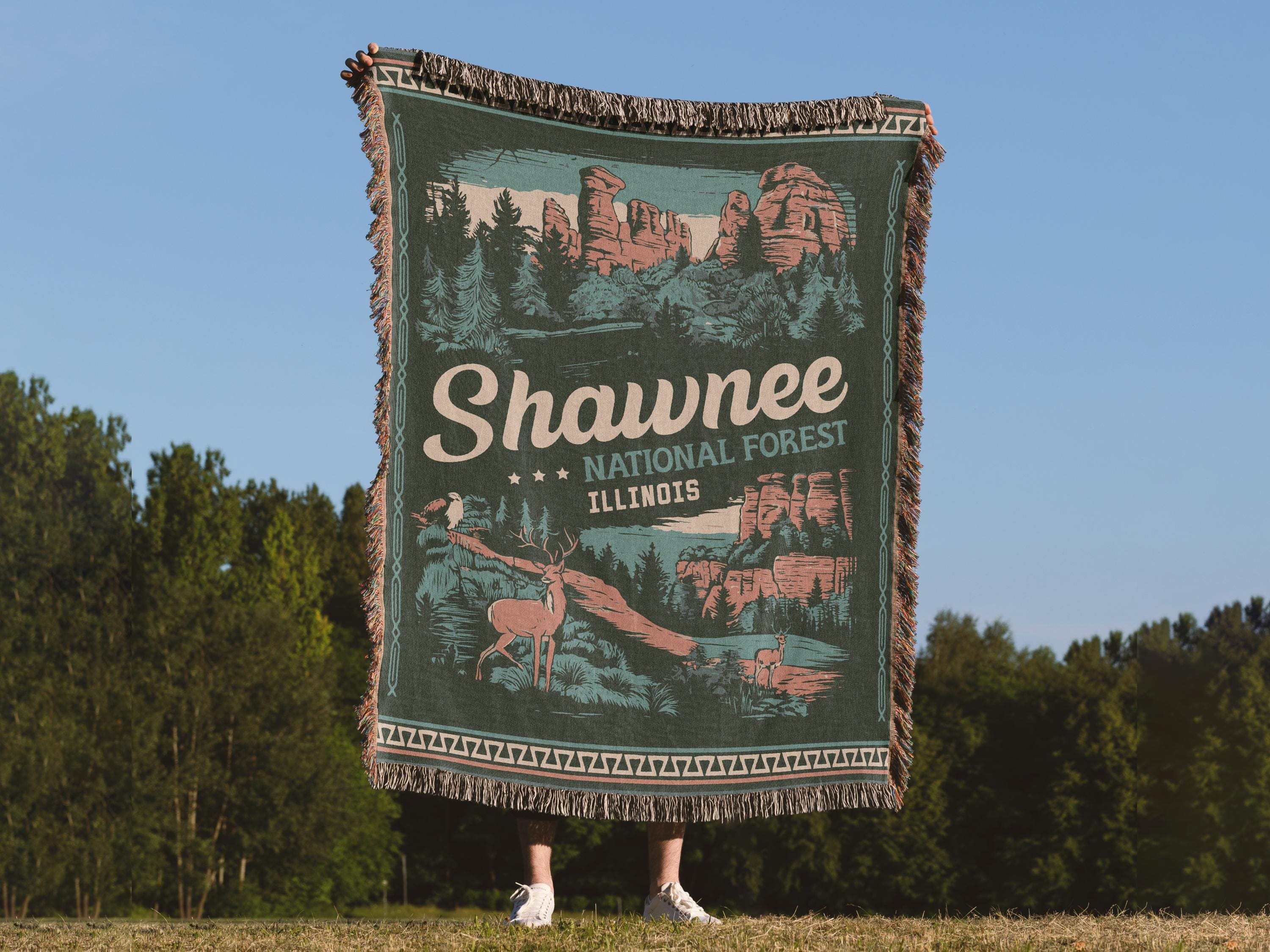 Shawnee National Forest Woven Blanket With Fringes – Illinois Cotton Throw,  Nature-inspired Home Décor, Colorful Blanket for Couch or Bed - Etsy Sweden, image size:3000x2250