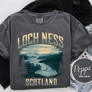 Loch Ness Shirt, Nessi Scotland Comfort Colors T-Shirt, Long Sleeve, Sweatshirt, Lightweight Hoodie, Kids Tee, Travel Tee