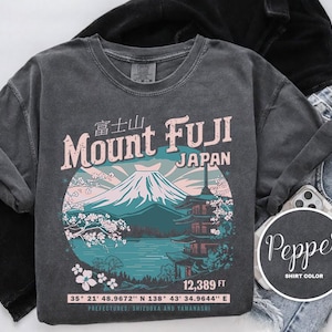 Mount Fuji Shirt, Japan, Cherry Blossoms Design, Comfort Colors T-Shirt, Hoodie, Sweatshirt, Long Sleeve, Kids Tee, Nature Adventure