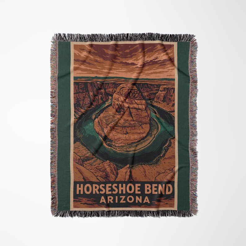Horseshoe Bend Arizona Woven Blanket - Thumbnail 2