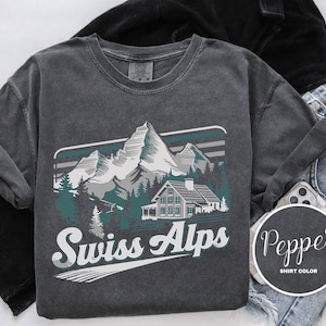 Swiss Alps Shirt, Switzerland, Comfort Colors T-Shirt, Hoodie, Sweatshirt, Long Sleeve, Kids Tee, Mountain Adventure