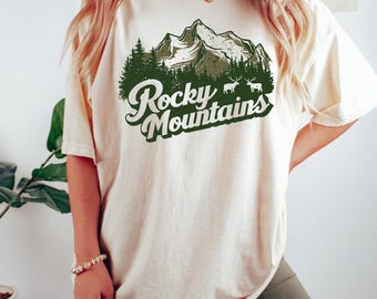 Maglietta Rocky Mountains, T-shirt Comfort Colors, Felpa con cappuccio, Felpa, Manica lunga, T-shirt per bambini, Escursionismo in natura in Colorado