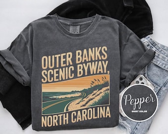 Outer Banks Shirt, Outer Banks Scenic Byway T-Shirt, North Carolina, Comfort Colors, OBX Souvenir Tee, Kids Tee, Long Sleeve, Sweatshirt