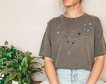 Pisces Zodiac Tee, Zodiac Shirt, Constellations Tee, Boho Tee, Camping T-Shirt, Comfort Colors,