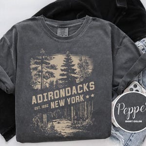 Koszulka Adirondacks, koszulka Adirondacks New York Comfort Colors, bluza z kapturem, bluza z kapturem, długi rękaw, koszulka dziecięca, piesze wycieczki przyrodnicze