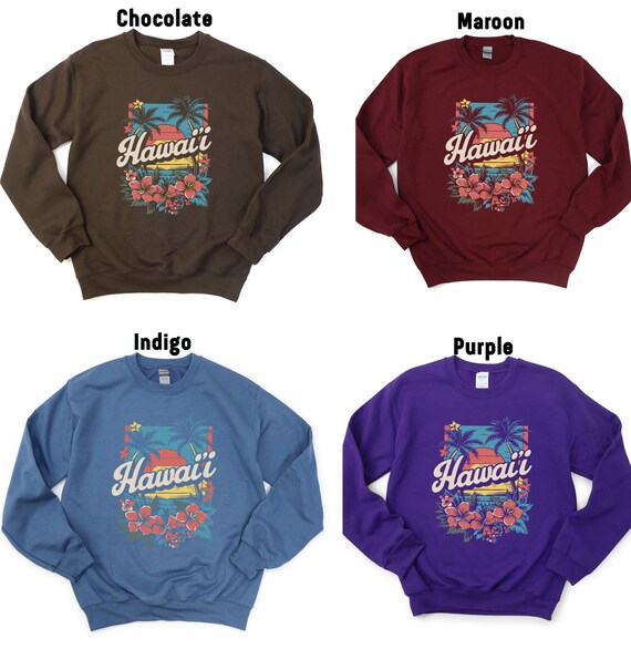 Hawaii Sweatshirt Unisex Crewneck, Flowers Hawaii Hawaiian