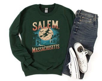 Salem-sweater, uniseks sweatshirt met ronde hals, Salem Massachusetts Witch-sweater