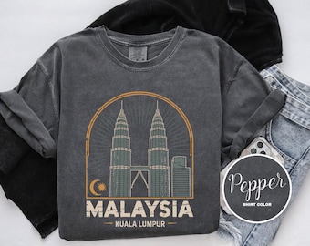 Camiseta de Malasia – Camiseta Comfort Colors de las Torres Petronas de Kuala Lumpur