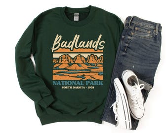 Felpa girocollo unisex Badlands, felpa Badlands National Park South Dakota