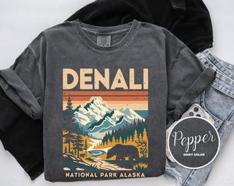Denali National Park Shirt, Alaska Mountain Design, Comfort Colors T-Shirt, Denali Kids Tee, Long Sleeve, Sweatshirt, Hoodie