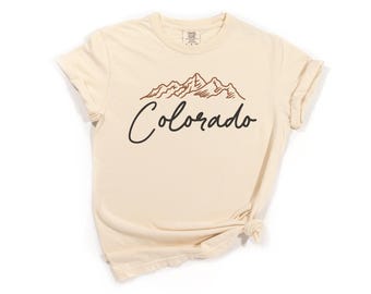 Colorado Shirt, Mountain Design, Minimalist Style, Comfort Colors T-Shirt, Hoodie, Sweatshirt, Long Sleeve, Kids Tee, Nature Adventure