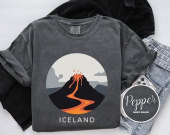 Iceland Shirt, Volcano Comfort Colors T-Shirt, Long Sleeve, Sweatshirt, Lightweight Hoodie, Kids Tee