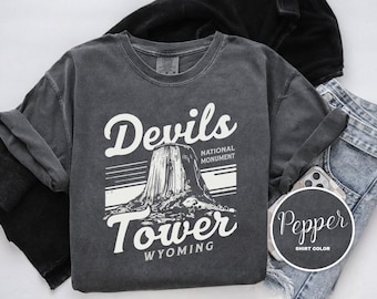 Devils Tower National Monument Shirt, Wyoming, Comfort Colors T-Shirt, Hoodie, Sweatshirt, Long Sleeve, Kids Tee, Nature Hiking