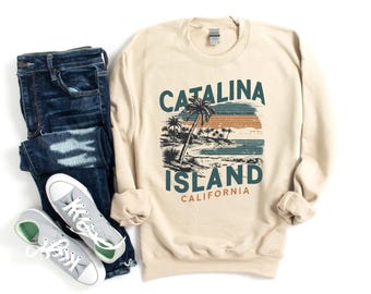 Catalina Island-sweater, uniseks sweater met ronde hals, Catalina Island California-sweater