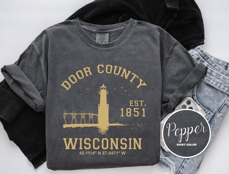 Door County Wisconsin Shirt, Comfort Colors T-Shirt, Hoodie, Sweatshirt, Long Sleeve, Kids Tee, Wisconsin Lighthouse Family Vacation
