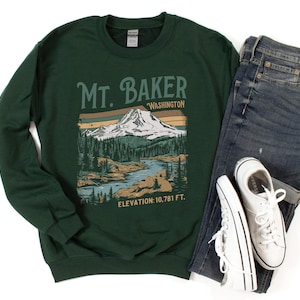 Mt. Baker Sweatshirt Unisex Crewneck, Mount Baker Washington Volcano Sweatshirt