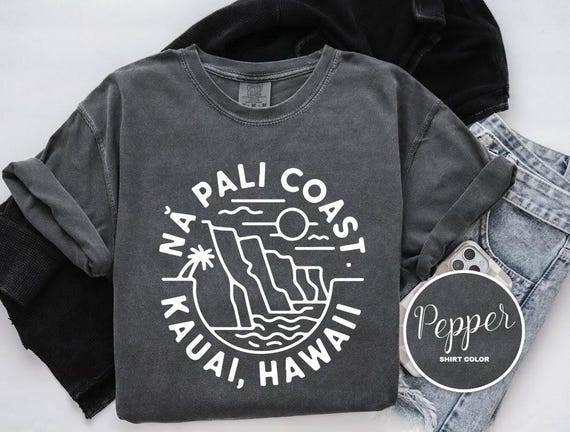 Nā Pali Coast Shirt, Kauai Hawaii T-Shirt, Comfort Colors Hawaii Hiking Shirt, Kids Tee, Long Sleeve, Sweatshirt, Lightweight Hoodie