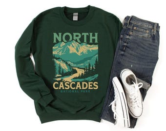 Sudadera unisex con cuello redondo de North Cascades, sudadera del parque nacional North Cascades, Washington