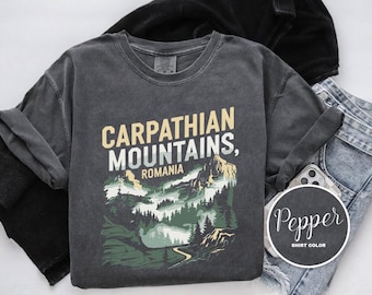 Carpathian Mountains Romania Shirt, Comfort Colors T-Shirt, Long Sleeve, Sweatshirt, Lightweight Hoodie, Kids Tee