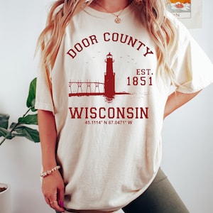 Door County Wisconsin Shirt, Comfort Colors T-Shirt, Hoodie, Sweatshirt, Long Sleeve, Kids Tee, Coastal Adventure
