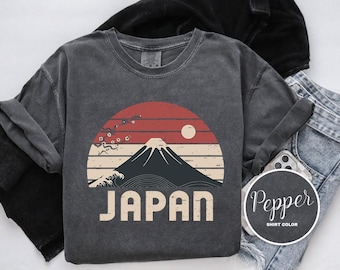 Camiseta de Japón, diseño del monte Fuji, camiseta de colores cómodos, sudadera con capucha, sudadera, manga larga, camiseta para niños, aventura cultural