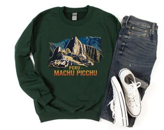 Machu Picchu Peru Crewneck Sweatshirt, Inca Ruins Travel Design