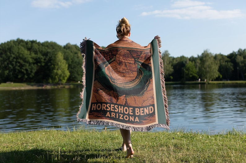Horseshoe Bend Arizona Woven Blanket - Thumbnail 3