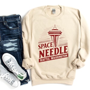 Space Needle Sweatshirt Unisex Crewneck, Space Needle Seattle Washington Sweatshirt