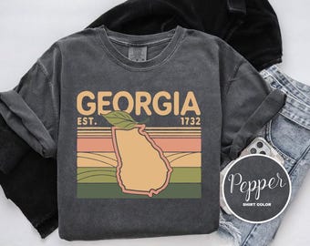 Chemise Georgia, motif pêche, T-shirt aux couleurs confortables, sweat à capuche, sweat-shirt, manches longues, t-shirt enfant, charme du sud