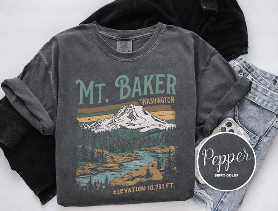 Mt. Baker Shirt, Mount Baker Washington, Comfort Colors T-Shirt, Hoodie, Sweatshirt, Long Sleeve, Kids Tee, Nature Hiking