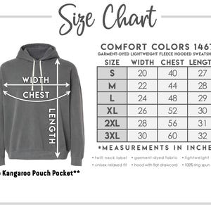 the size chart for a sweatshirt with measurements