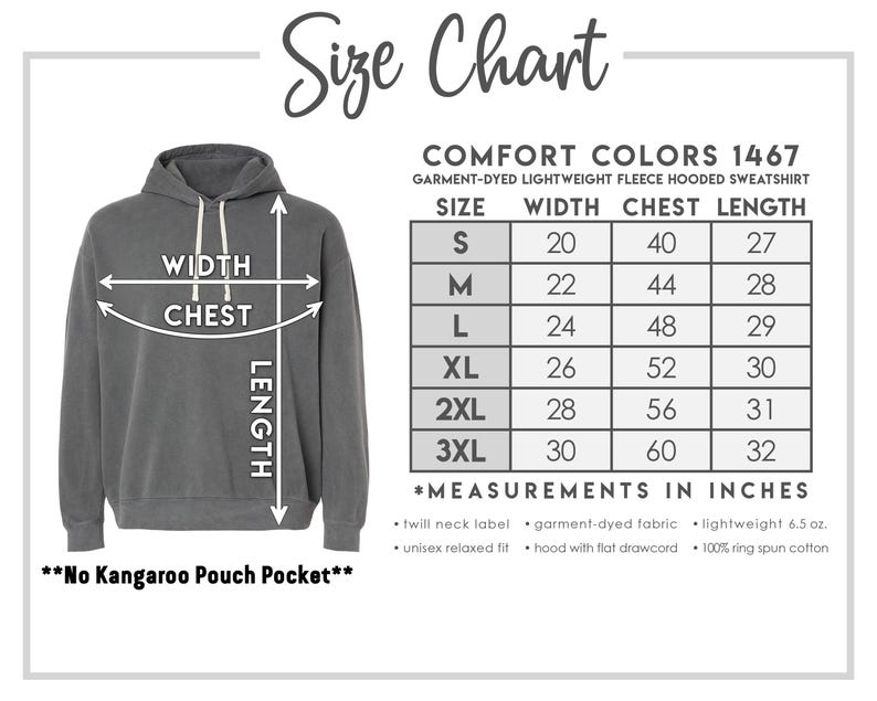 the size chart for a sweatshirt with measurements
