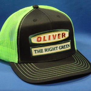Oliver &quot;The Right Green&quot; Tractor Logo On A Black And Neon Green Summer Mesh Hat Snapback
