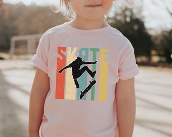 Skateboard Shirt - Crawl Walk Skate - Girls Skateboaring Shirt - Kids Distressed Skateboarding Shirt - Toddler Skater - Good Vibes Shirt