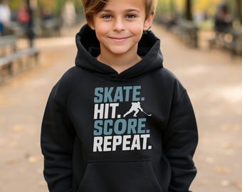 Kids Hockey Hoodie - Gift for Hockey Player - Youth Hockey Sweatshirt - Gift for Grandson - Hockey Fan Gift - Hockey Team Hoodie