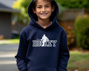 Sweat à capuche de hockey sur glace - Cadeau pour joueur de hockey - Sweat à capuche pour fan de hockey - Sweat-shirt à capuche de hockey pour jeunes - Sweat à capuche de sport pour enfants - Vêtements d'échauffement