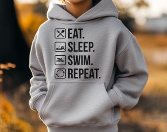 Kids Swim Team Hoodie - Gift for Swimmer - Youth Swimming Sweatshirt - Swimming Gift for Boys and Girls - Childs Swim Pullover Jacket
