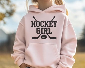Girls Hockey Hoodie - Kids Ice Hockey Clothing - Hockey Player Gift - Youth Hockey Girl Sweatshirt - Girls Hockey Apparel