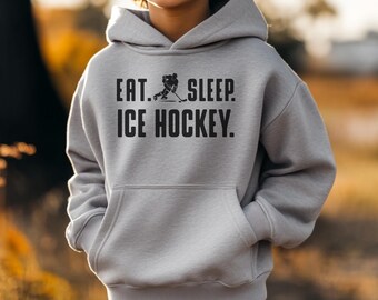 Ice Hockey Kids Hoodie - Youth Hockey Sweatshirt - Boys and Girls Sports Gift - Gift for Hockey Player -  Boys Hockey Gear