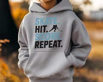 Kids Hockey Hoodie - Gift for Hockey Player - Youth Hockey Sweatshirt - Gift for Grandson - Hockey Fan Gift - Hockey Team Hoodie