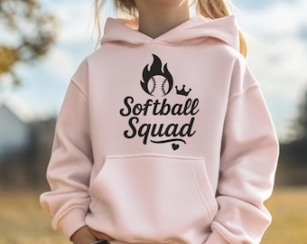 Youth Softball Squad Hoodie - Gift for Softball Player - Kids Softball Sweatshirt Game Day - Softball Team Hoodie