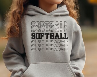 Youth Girls Softball Hoodie - Kids Softball Game Day Sweatshirt - Gift for Softball Player - Team Spirit Pullover